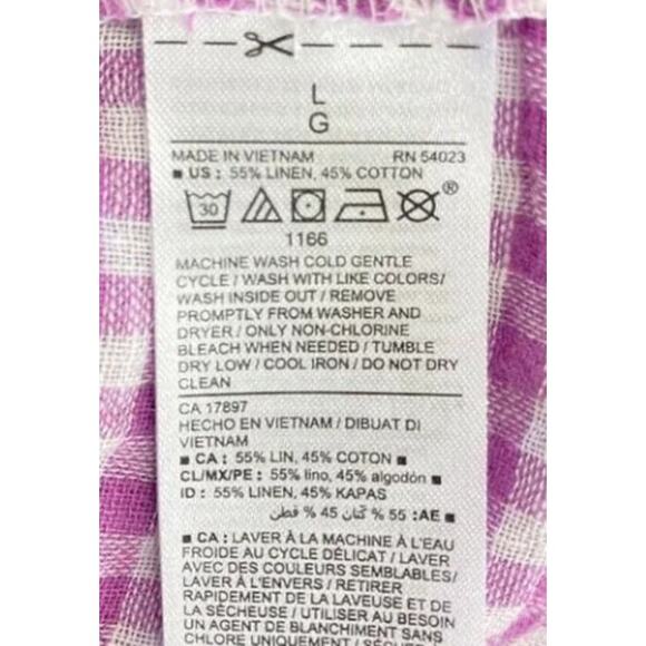 Old Navy XL Gingham Top Linen Purple Flutter Sleeve Coquette Cottage Summer Soft - Picture 7 of 7